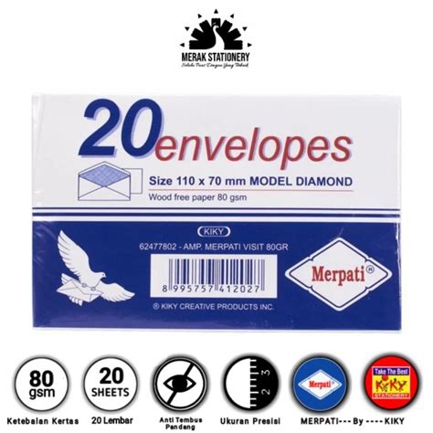 Jual Amplop Putih Mini Uk 110x70mm Merpati 80gsm Kemasan Sachet Isi