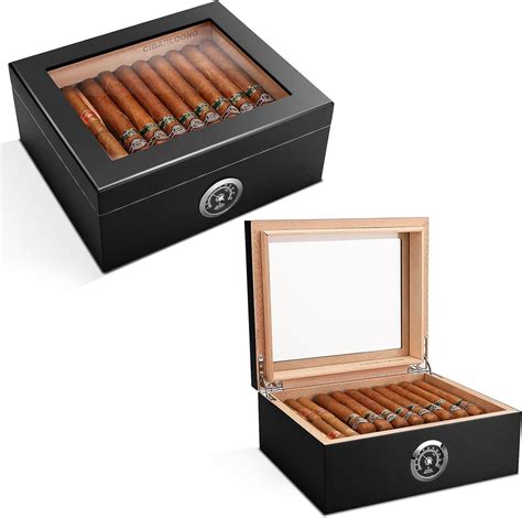 CIGARLOONG Cigar Humidor Large Capacity Desktop Spanish Cedar Cigar Box