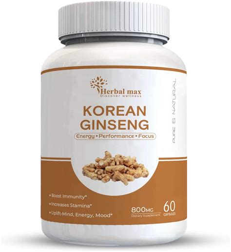 Buy Herbal Max Mens And Womens Korean Ginseng 800mg 60 Veg Capsule