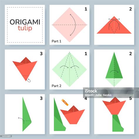 Schéma Dorigami Tulipe Tutoriel Modèle De Mouvement Vecteurs Libres De