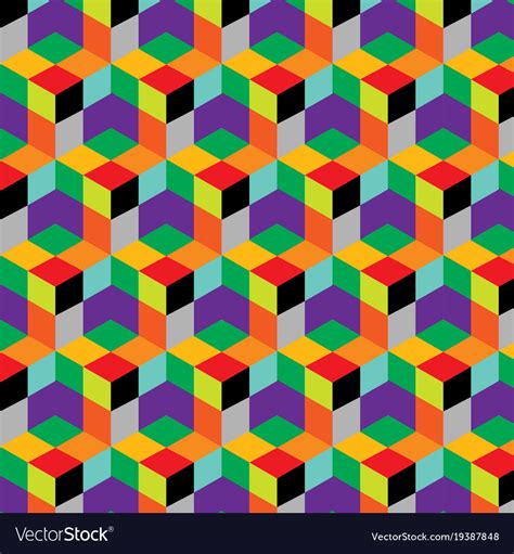 Seamless Abstract Cube Pattern Colorful Design Vector Image