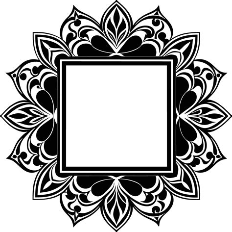 A Black And White Floral Square Frame With A Black Border 44842366