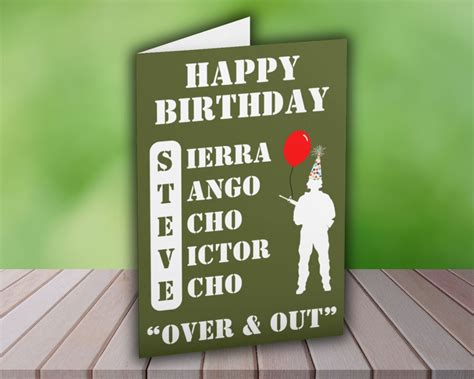 Personalised Military Birthday Card Army Soldier Card Phonetic