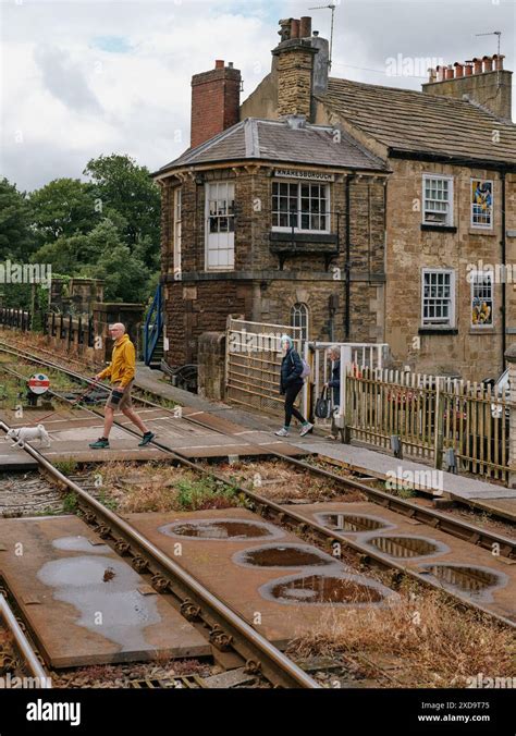 The Pedestrian Railway Crossing At Knaresborough Railway Station North