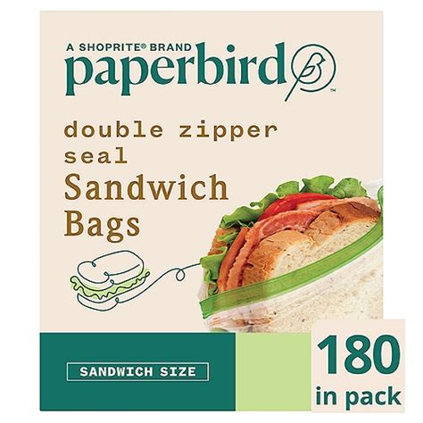 Paperbird Double Zipper Seal Sandwich Bags, 180 count - ShopRite