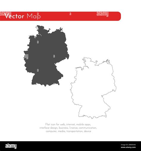 Vector map Germany. Isolated vector Illustration. Black on White ...