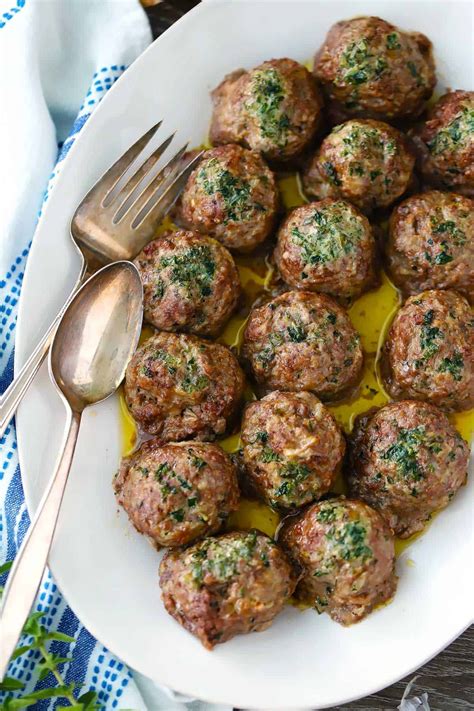 Keftedes Greek Meatballs With Herb Butter Recipe Greek Recipes