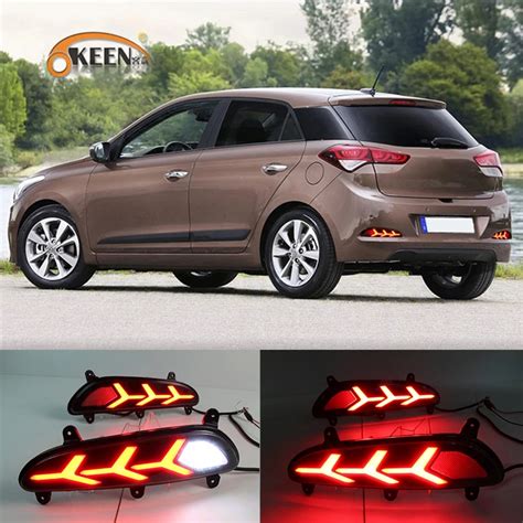 Okeen 2pcs Car Led Rear Bumper Reflector Light For Hyundai I20 Asta 2015 2016 2017 Driving Brake