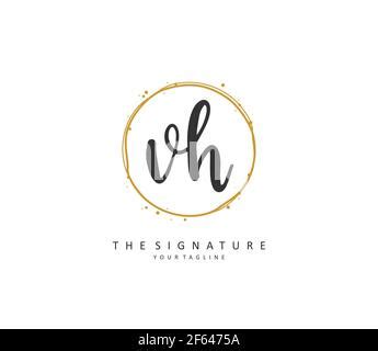 V H Vh Initial Letter Handwriting And Signature Logo A Concept