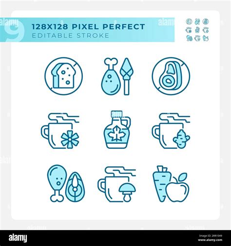 2d Editable Pixel Perfect Blue Allergen Free Icons Stock Vector Image And Art Alamy