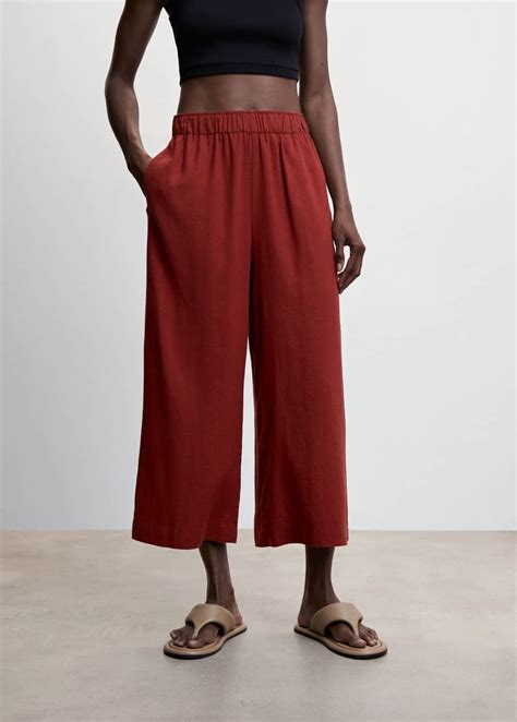 Linen Blend Culotte Trousers Women Mango Usa