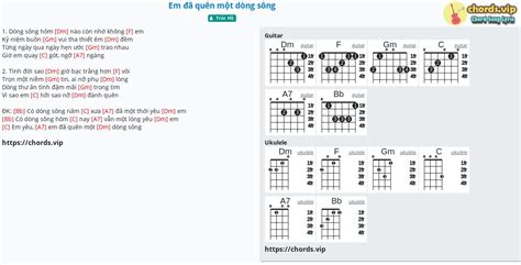 Chord Em đã Quên Một Dòng Sông Tab Song Lyric Sheet Guitar Ukulele Chordsvip