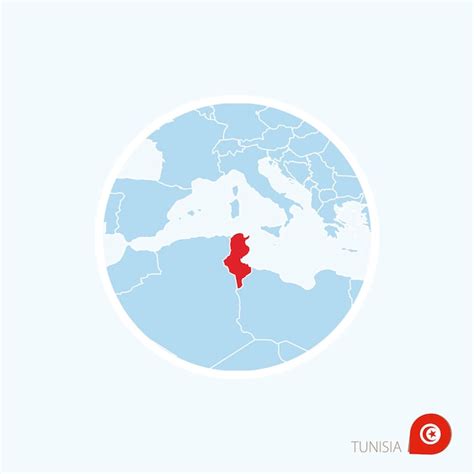 Icono de mapa de Túnez Mapa azul de Europa con Túnez resaltado en color