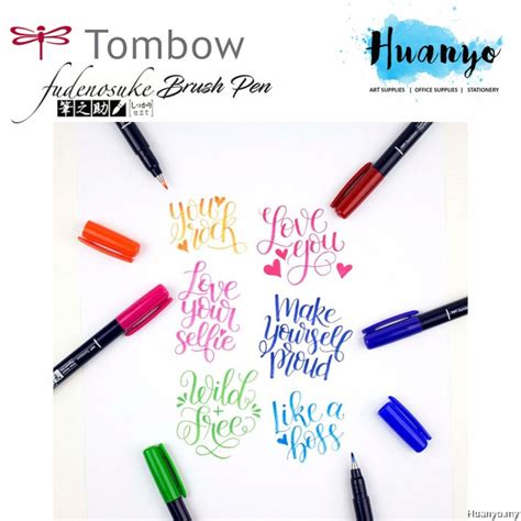 Tombow Fudenosuke Drawing Calligraphy Colour Brush Pen Hard Tip