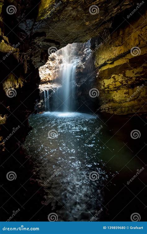 Waterfall in the Smoo Cave Near Durness in Scotland Stock Photo - Image ...