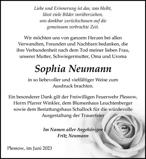 Traueranzeigen Von Sophia Neumann Trauer Anzeigen De