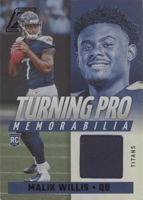 Panini Zenith Turning Pro Memorabilia Tpm Malik Willis Mem