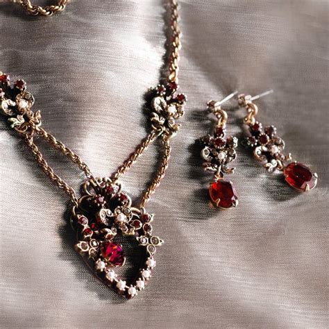 Garnet Necklace Earring Set Valentines Day Victorian Etsy Sale