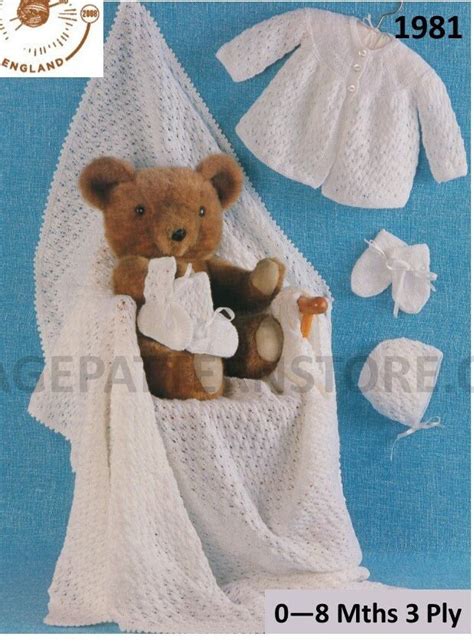 Newborn Babies Baby 90s 3 Ply Lacy Layette Pram Set Shawl Matinee Coat