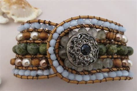 Beaded Cuff Bracelet Beaded Gem Bracelet By Designsbygypsysoul