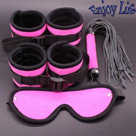 Adult Physical Stimulation Sex Toys Velvet Bondage Kit Blindfold Handcuffs Ankle Cuffs Spanking