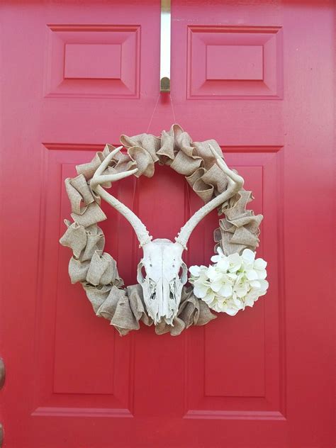 Just Made Thisdeer Skull Burlap And Flower Wreath Flower Wreath