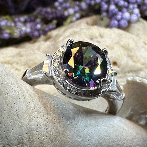 Scottish Lady Celtic Ring Engagement Ring Scotland Ring Mystic Topaz