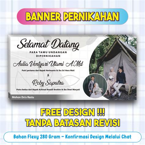 Jual Cetak Banner Spanduk Pernikahan Selamat Datang Mohon Doa