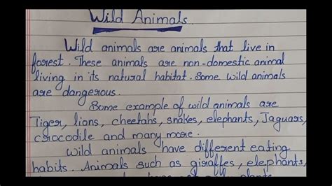 Wild Animals Essay In English Youtube