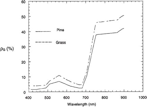 Reflectance Spectra At Meris Resolution For Two Vegetation Types Grass