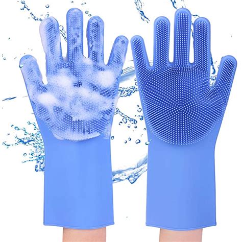 Pair Of Silicone Magic Dishwashing Gloves With Scrubber Andaaz Pk