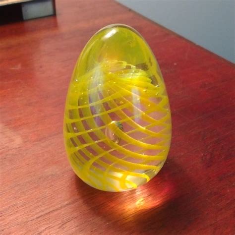 Office Yellow Art Glass Paperweight Poshmark