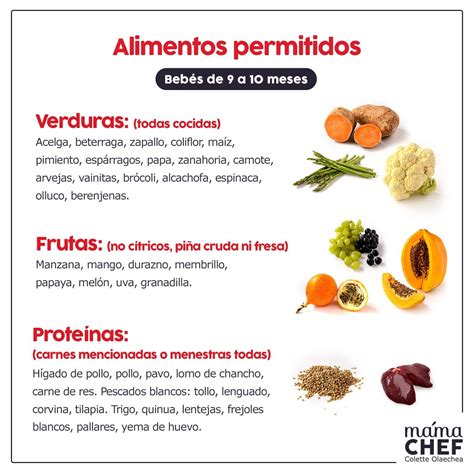 Alimentos Permitidos 9 Meses Mama Chef Colette Olaechea Papillas Recetas De Comida Para Bebés