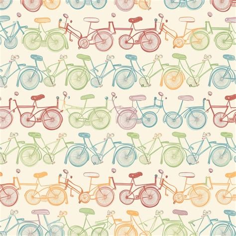 Premium Ai Image Seamless Pattern With Colorful Bicycles On A Light