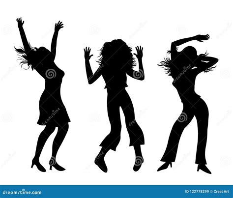 Party Girlsdancing Girls Silhouette Illustration Stock Vector