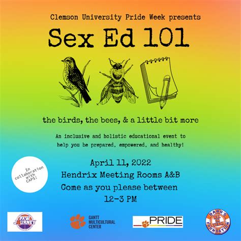 Pride 2022 Sex Ed 101 Education On The Basics Clemson University