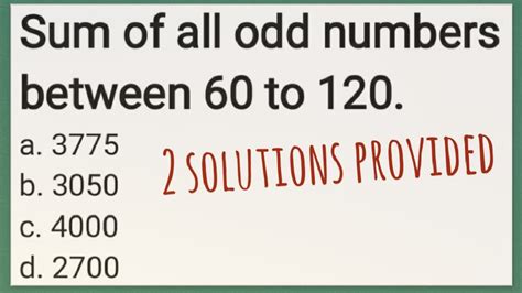 Sum Of All Odd Numbers Between 60 To 120 Revolucione Seu Dia A