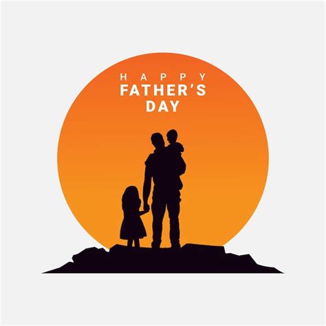 Felice festa del papà e silhouette di padre e figlio sullo sfondo con