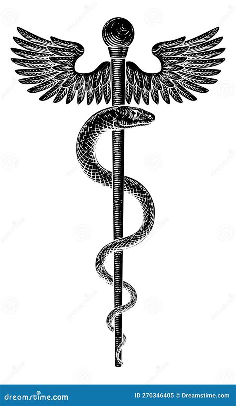 Rod Of Asclepius Vintage Medical Snake Symbol Stock Vector