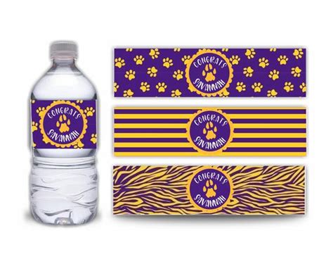 Purple And Gold Water Bottle Labels Seaux Noted