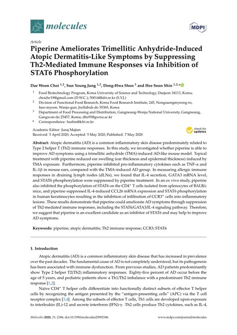 Pdf Piperine Ameliorates Trimellitic Anhydride Induced Atopic