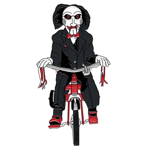 Horror Movie Saw Jigsaw Killer Billy Doll Riding Tricycle Badge Perfect