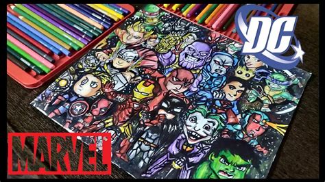 Marvel And Dc Chibbi 26 Characters Doodle Art Timelapse Drawing