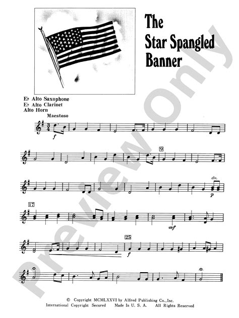 The Star Spangled Banner E Flat Alto Saxophone E Flat Alto Saxophone