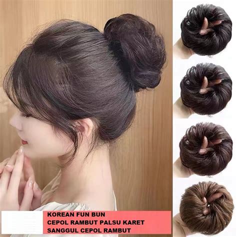 Jual Karet Scrunchie Korean Fun Bun Cepol Rambut Palsu Sanggul Ikat