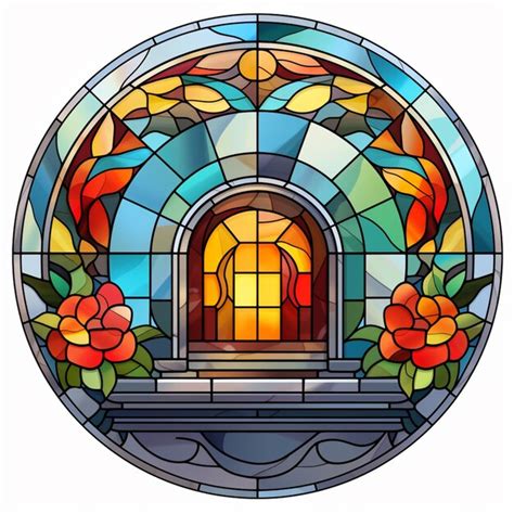 Premium Ai Image A Close Up Of A Stained Glass Window With A Door