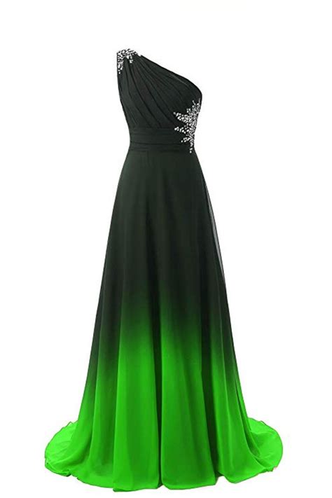 2020 Newest Sexy Black Green Gradient Prom Dresses With Long Chiffon