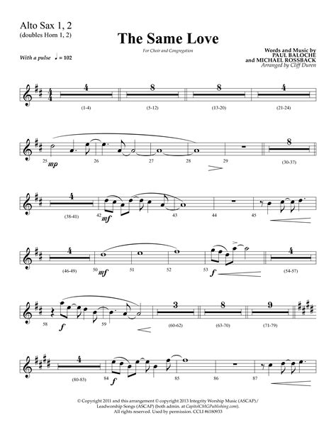 The Same Love Choral Anthem Satb Alto Sax Sheet Music Pdf Lifeway