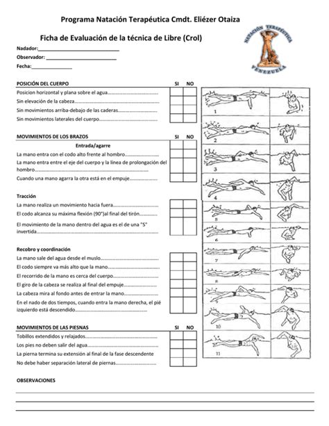 Programa Natación Terapéutica Cmdt Eliézer Otaiza Ficha de