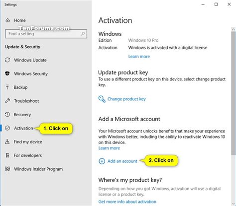 Change link your microsoft account to the windows 10 digital license ...